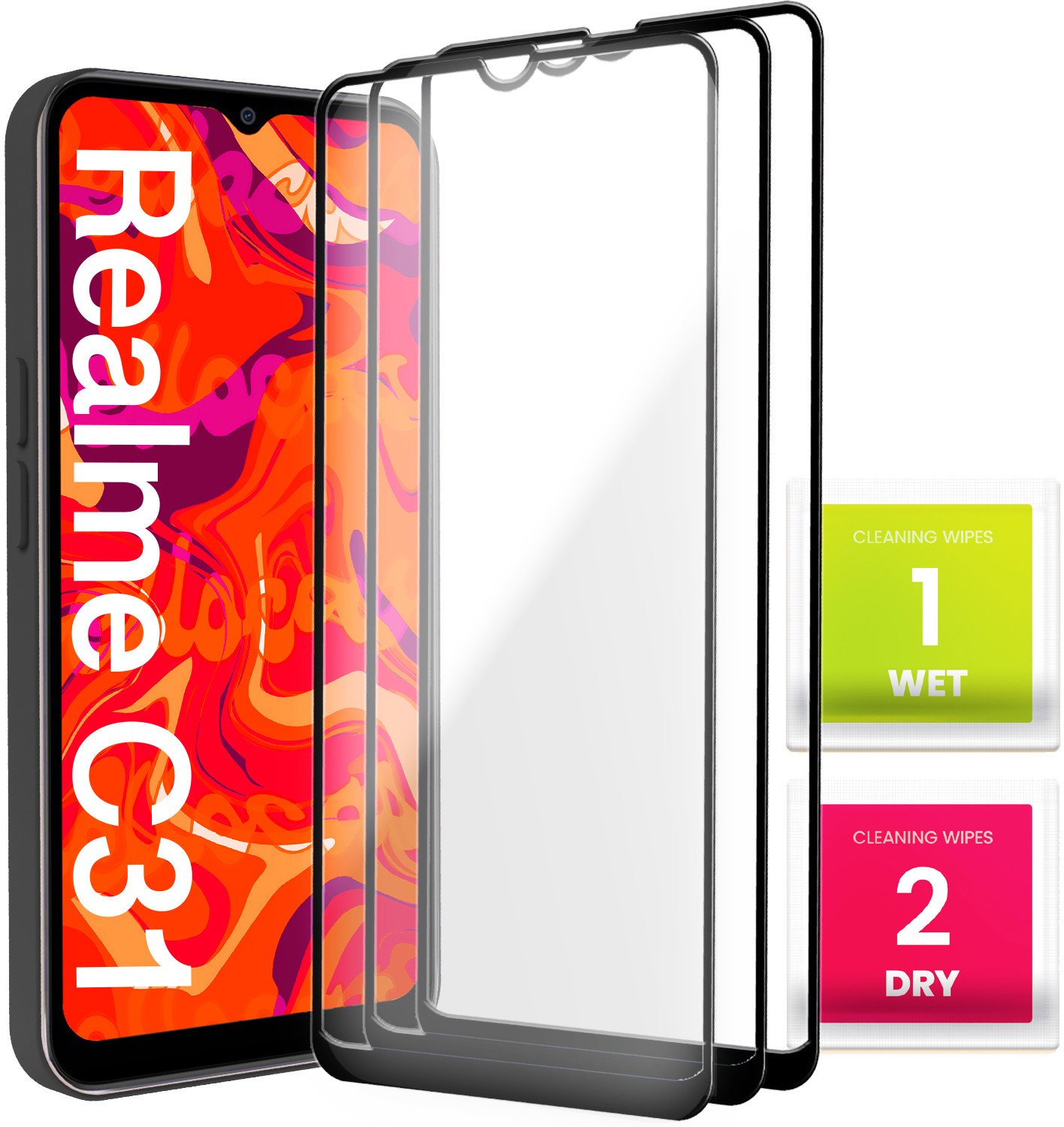 3-PAK Szkło Hartowane do Realme C31 / C20 / C21 / C21Y / C25 / C25Y Pełne
