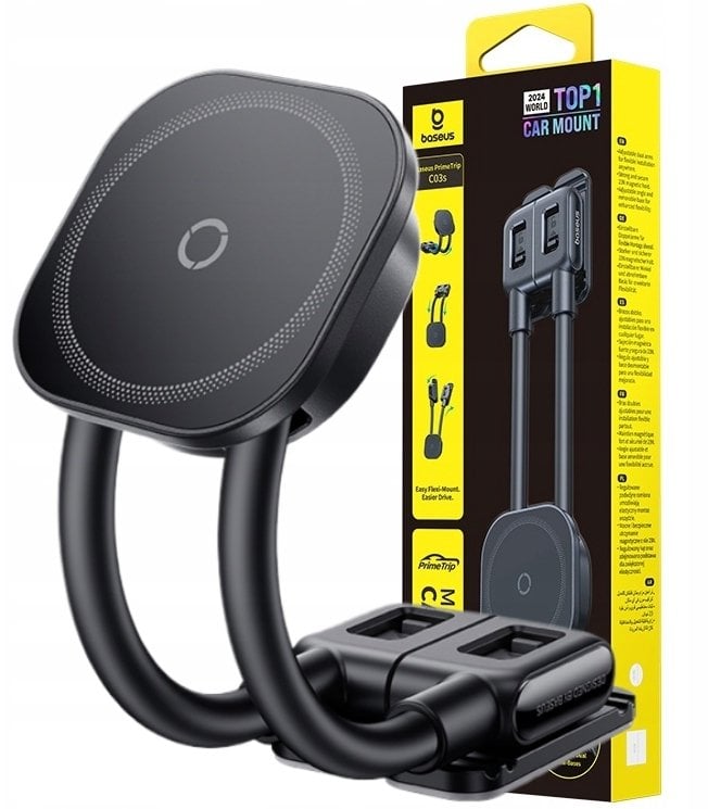 Uchwyt magnetyczny Baseus PrimeTrip C03s kompatybilny z MagSafe na deskę rozdzielczą przyklejany - czarny