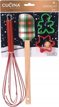 Koopman Świąteczny zestaw do pieczenia ciastek z trzepaczką i łopatką 4 el.