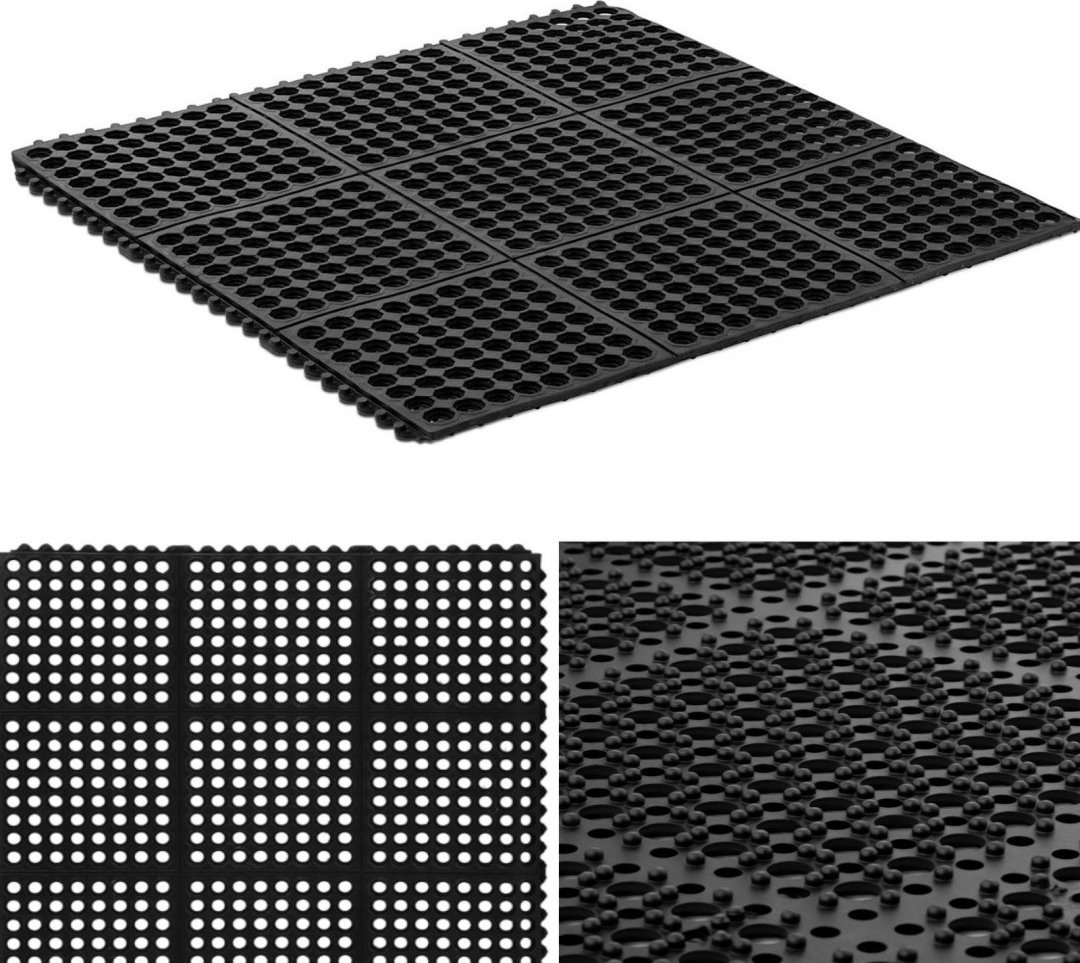 Ulsonix Mata wycieraczka gumowa antypoślizgowa ażurowa 92 x 92 x 1 cm