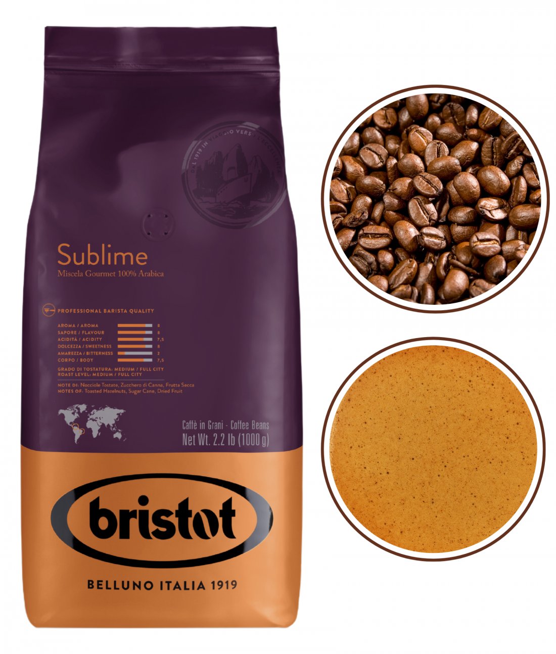 Bristot Sublime Arabica kawa ziarnista czarna espresso 1kg