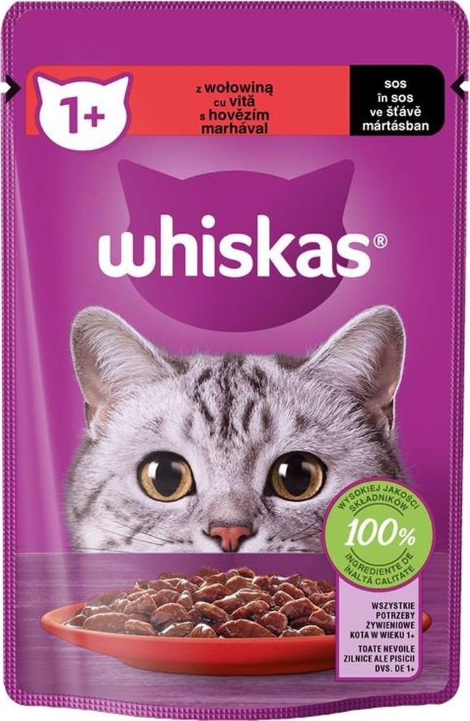 Whiskas Whiskas Karma dla kota w saszetkach Wołowina 85 g