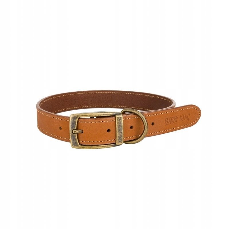 Obroża skórzana, M: 40-47 cm/20 mm, beżowy