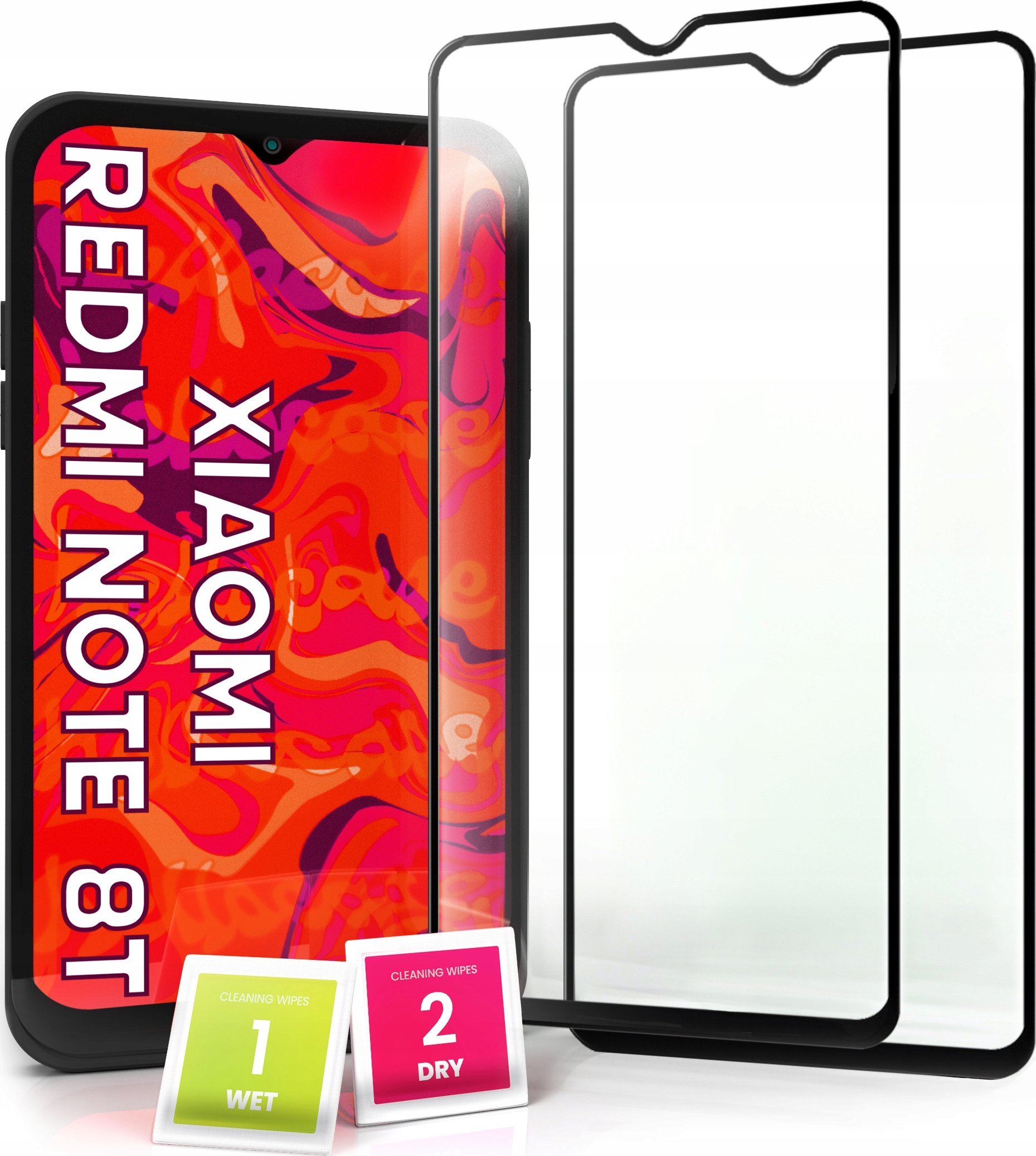 Hello Case 2-pak Szkło Hartowane do Xiaomi Redmi Note 8T Ochronne Pełne Na cały ekran