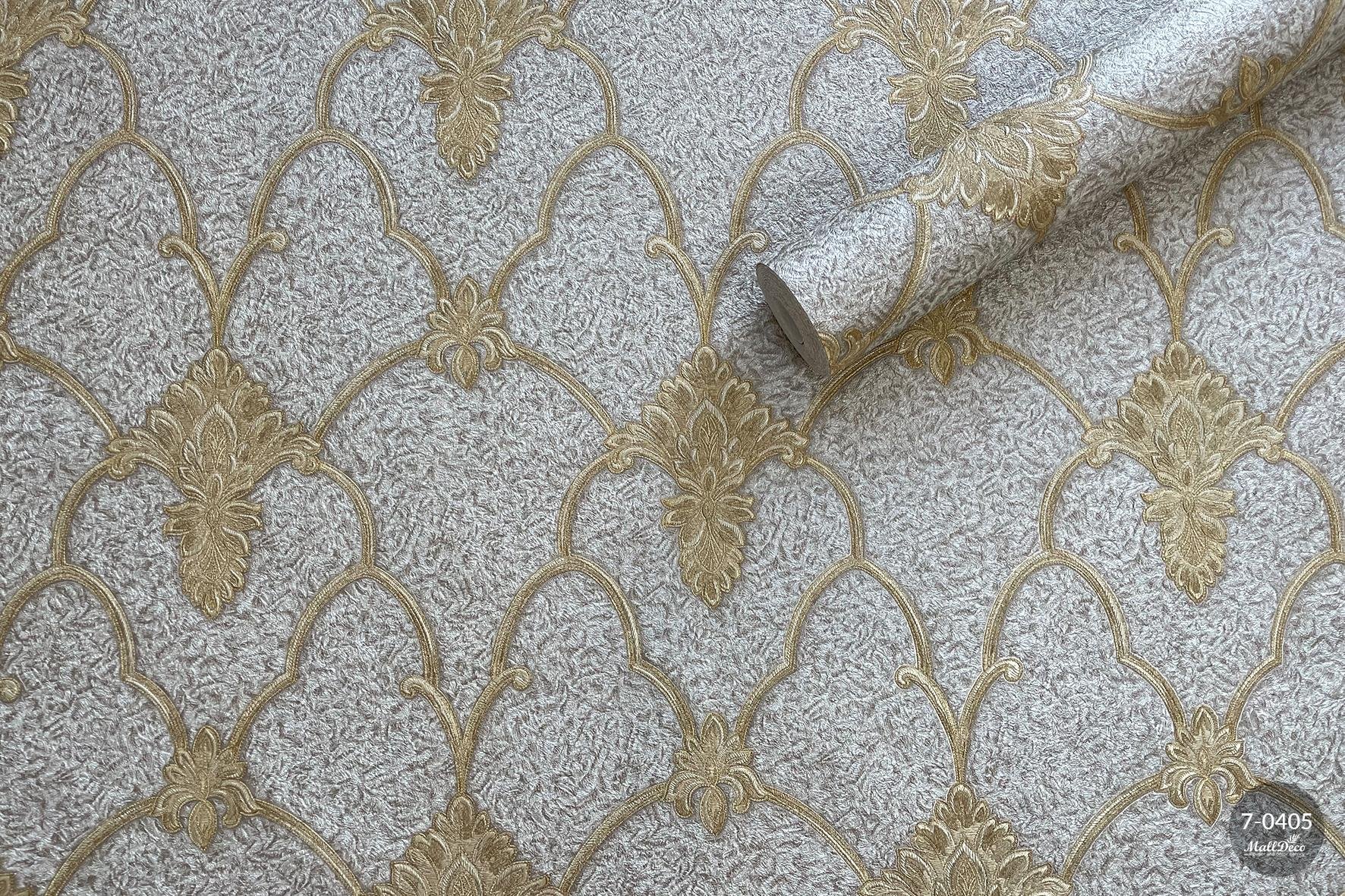 MallDeco TAPETA WINYLOWA MODEL JOZEFINA DECOR SZARO-KAWOWA