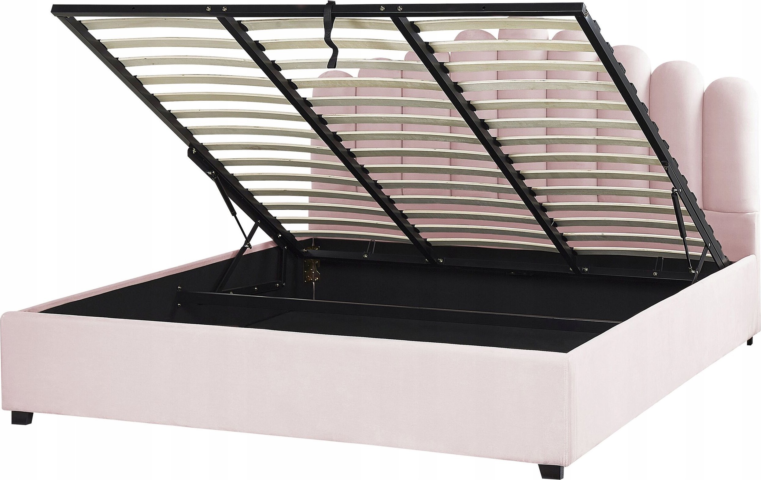 Beliani Łóżko z pojemnikiem welurowe 180 x 200 cm różowe VINCENNES