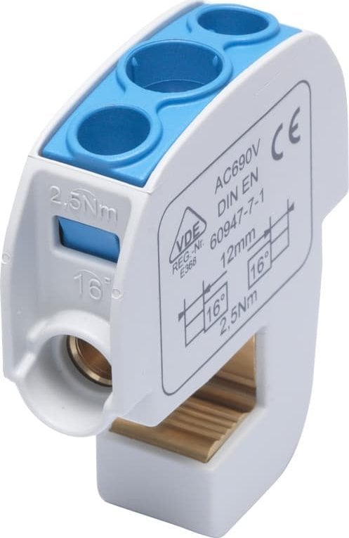 Simet Zacisk izolowany szynowy SBB 16 (86105) SIMBLOCK niebieski 81550003