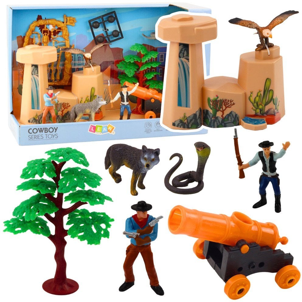 Zestaw Kowbojski Figurki Dziki Zachód Kowboj Łódź Armata LEAN Toys