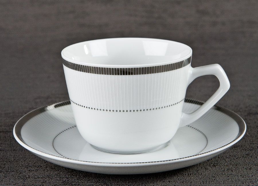 Ćmielów 6x filiżanka 200ml ze spodkiem Marcello Silver