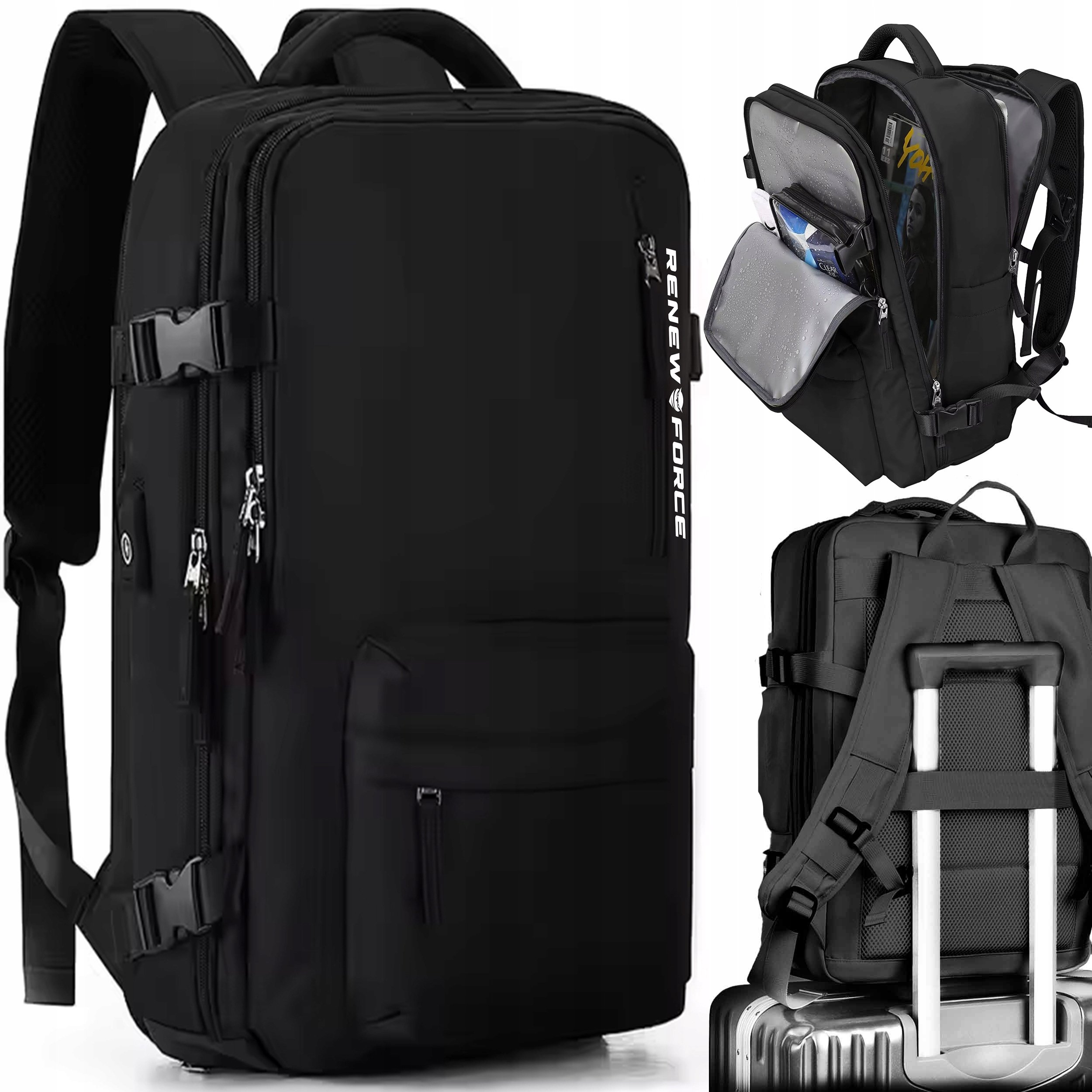 Pellucci Torba podróżna Renew Force Z przegrodą na laptopa, pasuje do Wizz Air i Ryanair XL