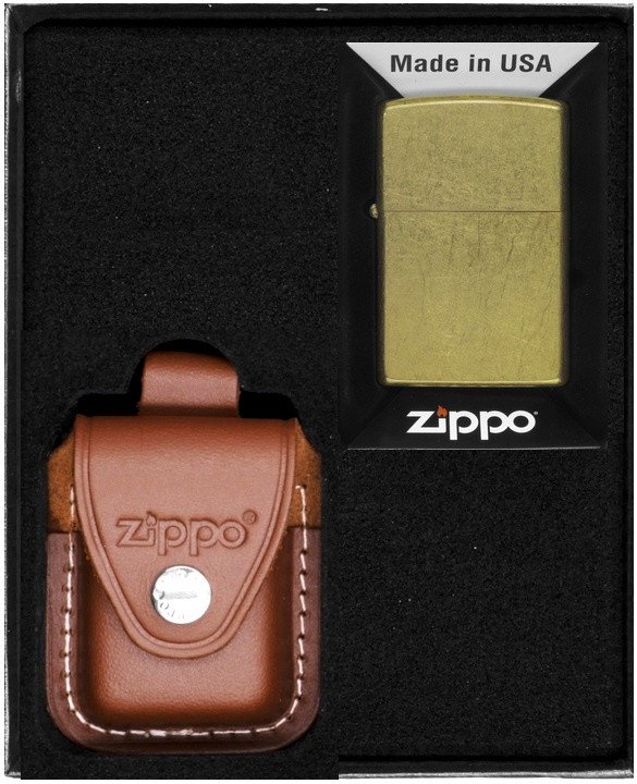 Zestaw ZIPPO Zapalniczka REGULAR TUMBLET BRASS Prezentowy No2