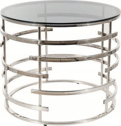 Signal Szklany stolik kawowy okrągły LIVIA srebrny