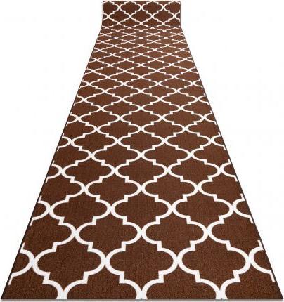 Dywany Łuszczów CHODNIK PODGUMOWANY 120 cm KONICZYNA MAROKAŃSKA brąz TRELLIS 30351, 120x940 cm