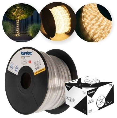 Wąż świetlny GIVRO LED 50M-WW 2W/M 110lm/m 3000K IP65 rolka 50mb Odporność UV zasilanie przelotowe 38574