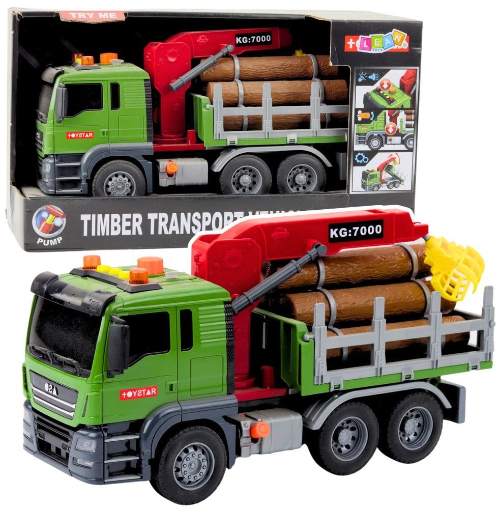 Ciężarówka Transport Drewna Dźwig Bale Drewna Światła Dźwięki