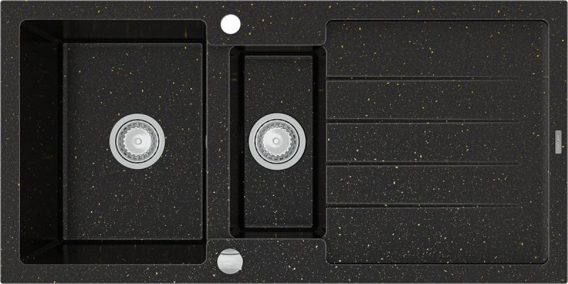 Zlewozmywak Mexen Andres granitowy 1,5-komorowy z ociekaczem 1000 x 500 mm, czarny/złoty metalik - 6515101510-75