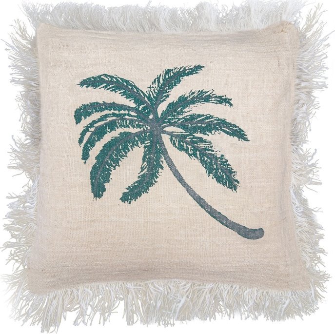 Eurofirany Lniana Poszewka z Frędzlami - Palma Natural 60 x 60 cm