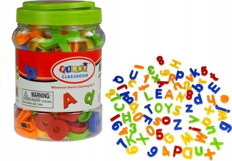 LeanToys Literki Cyferki Magnetyczne w Słoiku Alfabet 78 Elementów LEAN TOYS