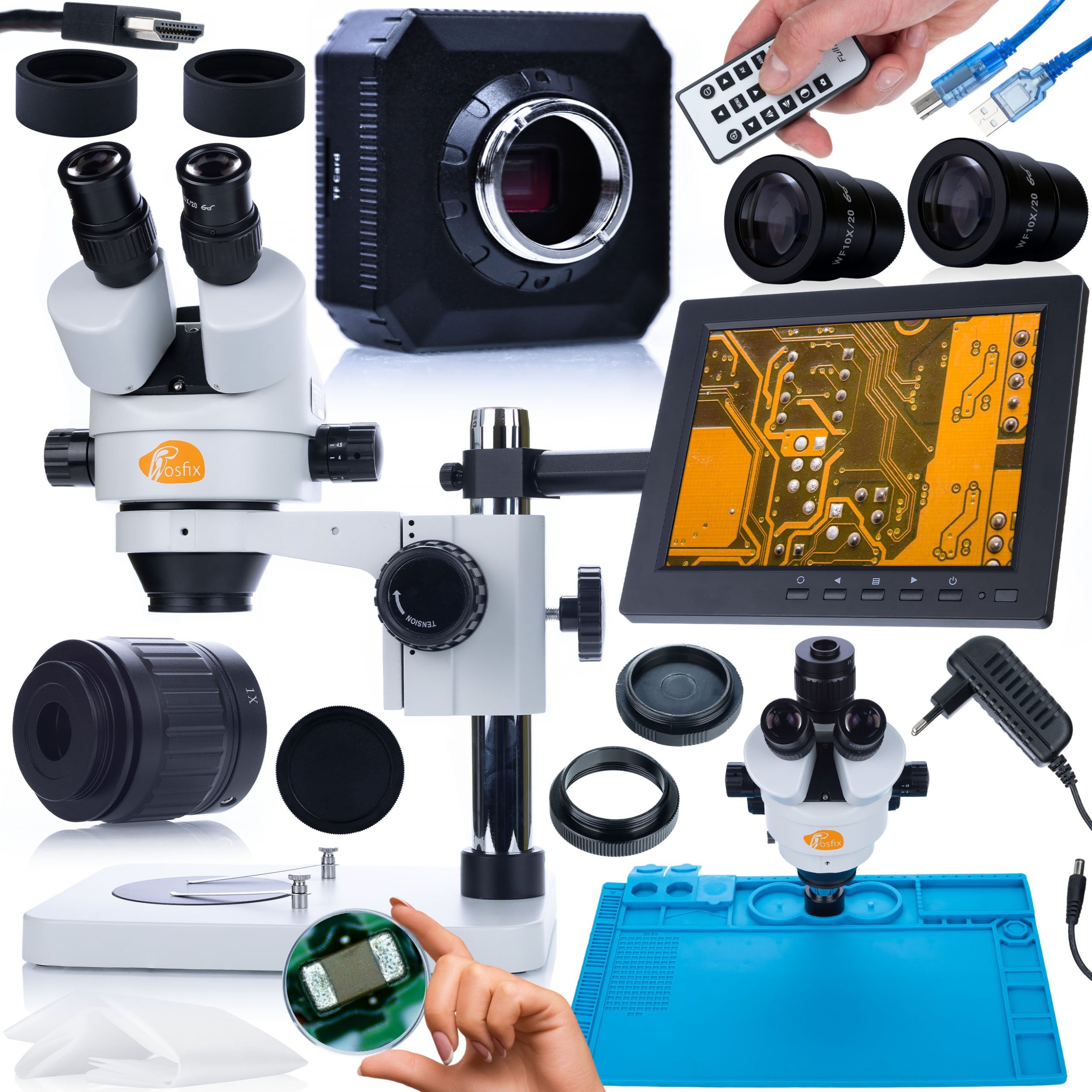 Mikroskop Rosfix ZESTAW MIKROSKOP OPTYCZNY MERCURY KAMERA 16MP HDMI MATA UCHWYT WYŚWIETLACZ