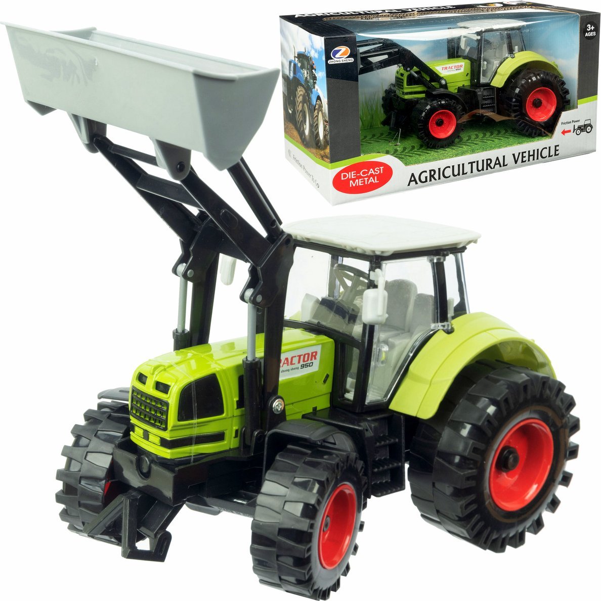 Qulki Duży Traktor Ciągnik NAPĘD Otwierane Drzwi Podnoszona łyżka kiper