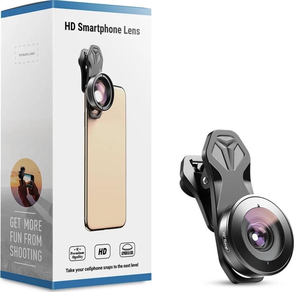 Apexel Profesjonalny obiektyw 195 stopni typu fisheye, marki Apexel z systemem mocowania do iPhone 13, iPhone 12, iPhone 11, X,8,7,6,5, Samsung, Huawe