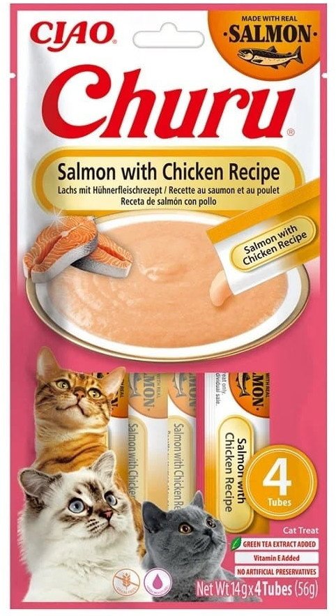 INABA CAT CHURU SALMON WITH CHICKEN przysmak dla kota 4x14g (56g)
