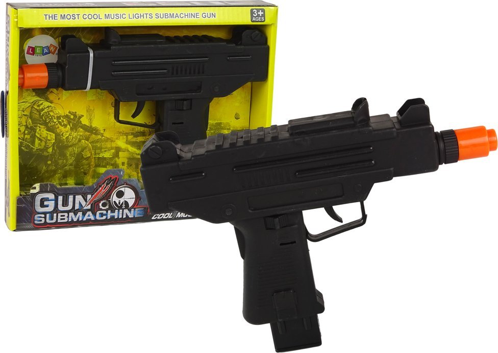 LeanToys Pistolet Czarny Dla Dzieci Wibracje Dźwięk