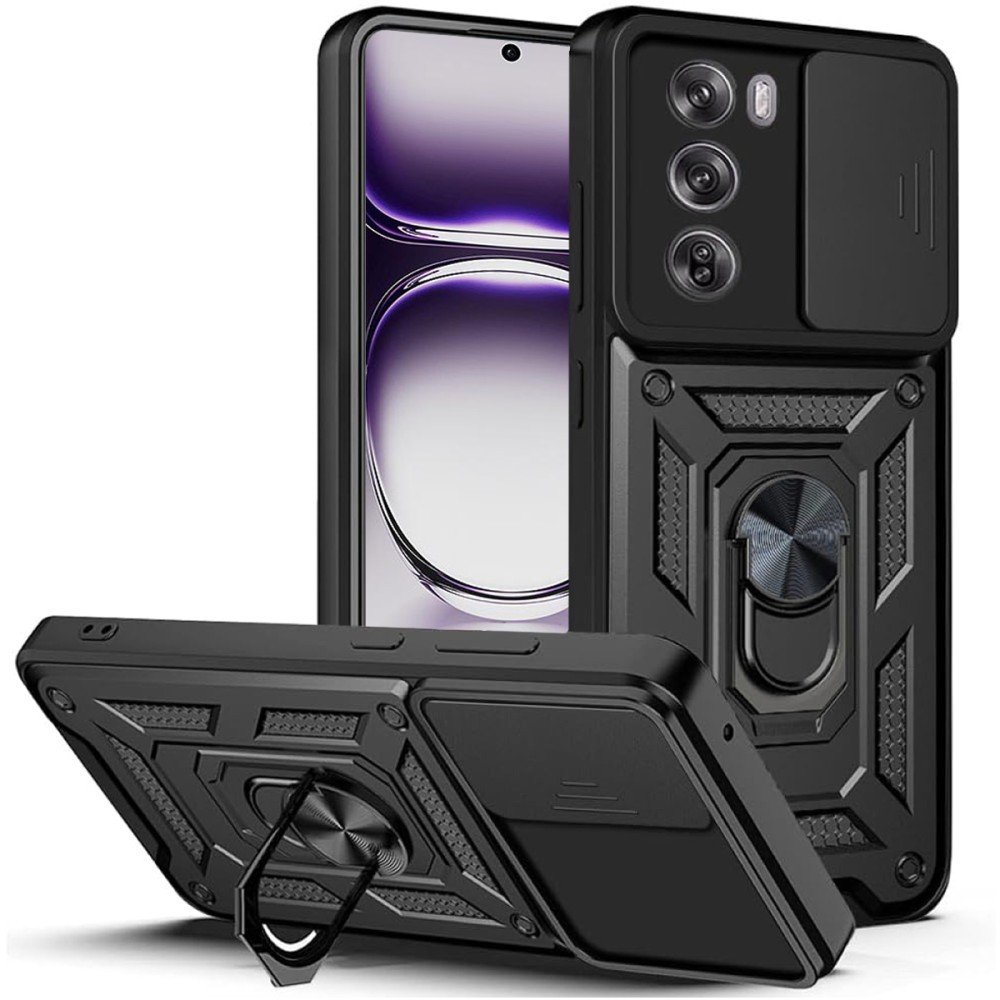 Etui pancerne Supero Camshield Ring do Oppo Reno 12 Pro, czarne