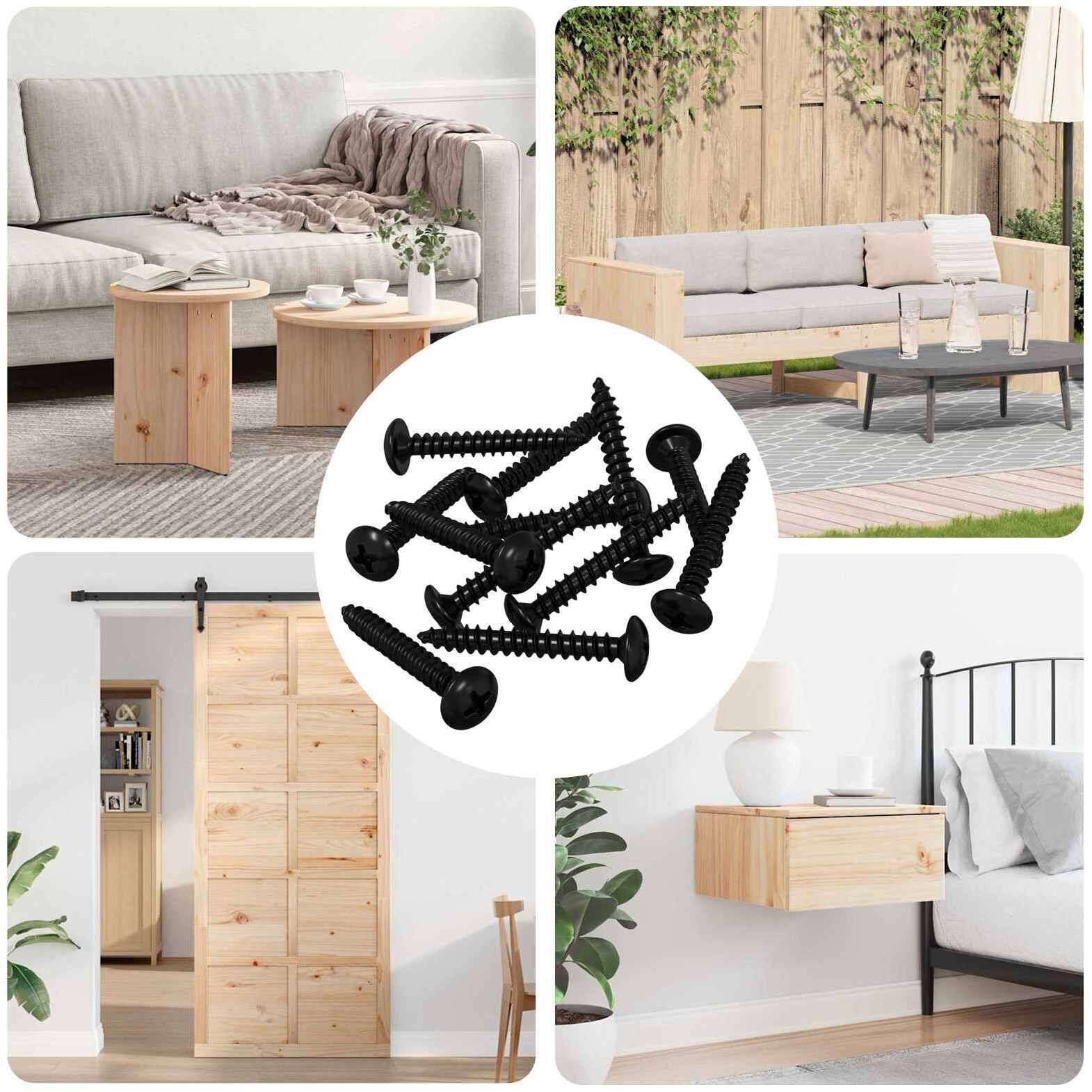 vidaXL Gwoźdź do gwintowania 8219 pcs Czarny Stal