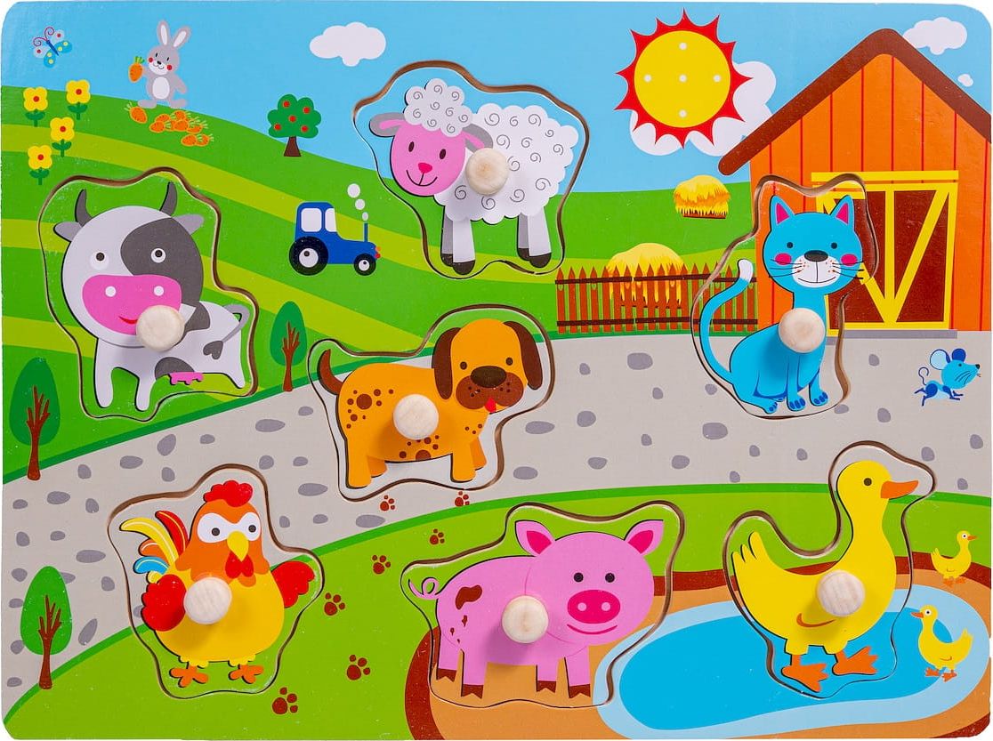 Smily Play Układanka drewniana z uchwytami Puzzle Farma Smily Play