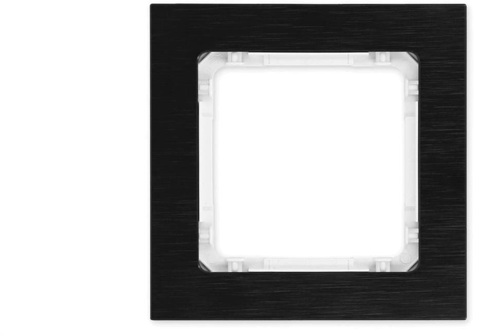 DECO Ramka uniwersalna pojedyncza - aluminium szczotkowane (ramka: czarna spód: biały) 12-0-DRA-1