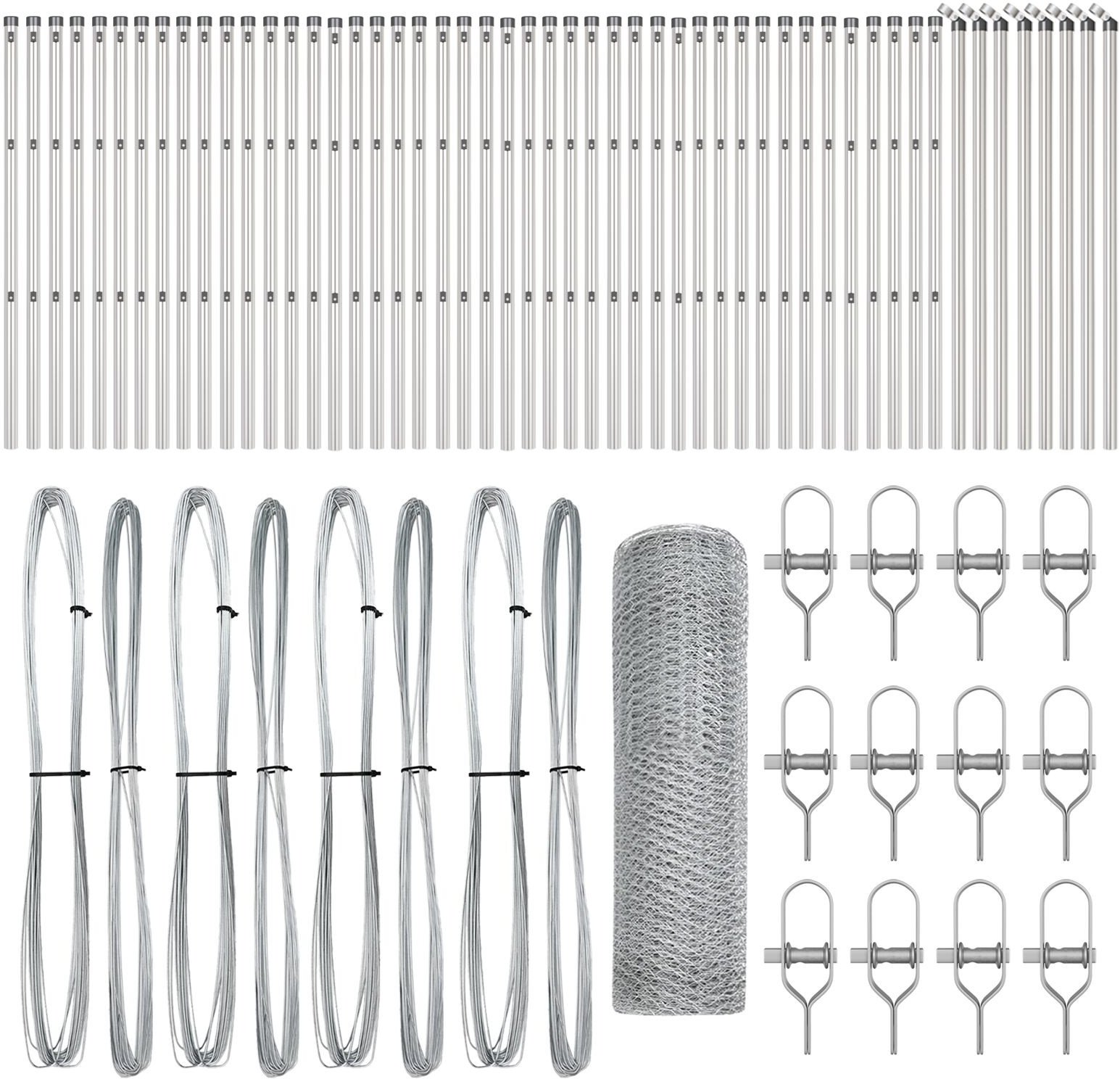 Ogrodzenie Hexagon vidaXL 0,6x100 m Stal ocynkowana, Słupki ogrodzeniowe vidaXL 13 szt. 32 mm 100 cm Stal ocynkowana