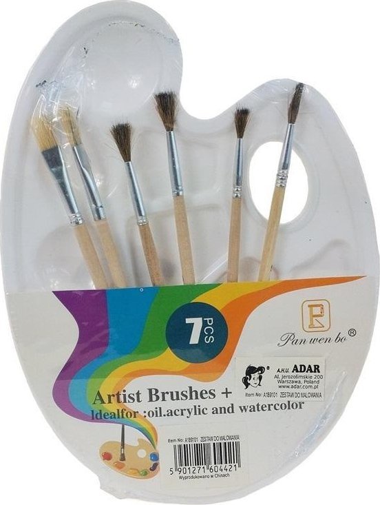 Zestaw pędzelków z paletą 7el