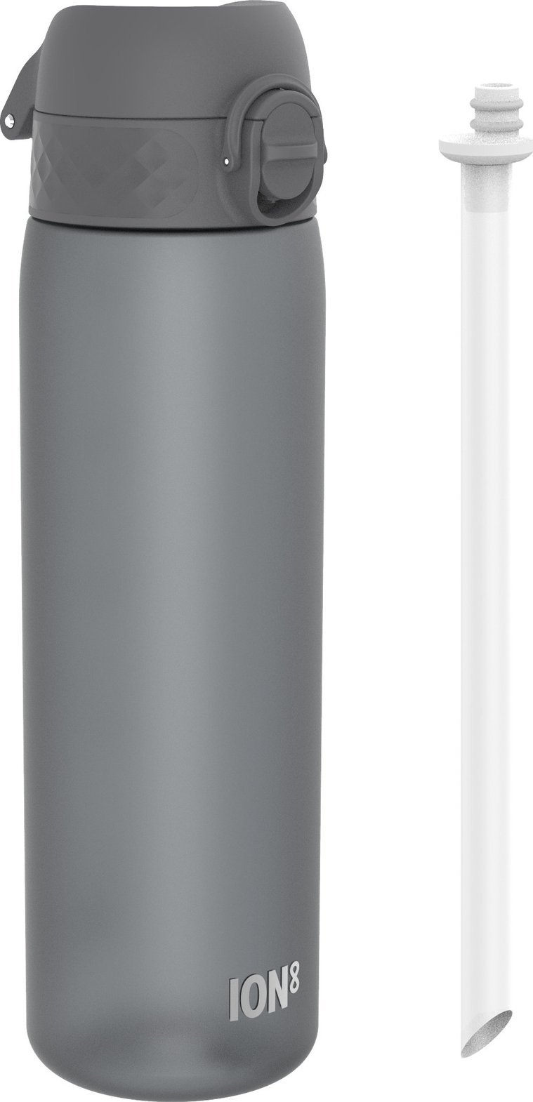 ion8 ION8 Szara butelka na wodę ze słomką i miarką motywacyjną 500 ml