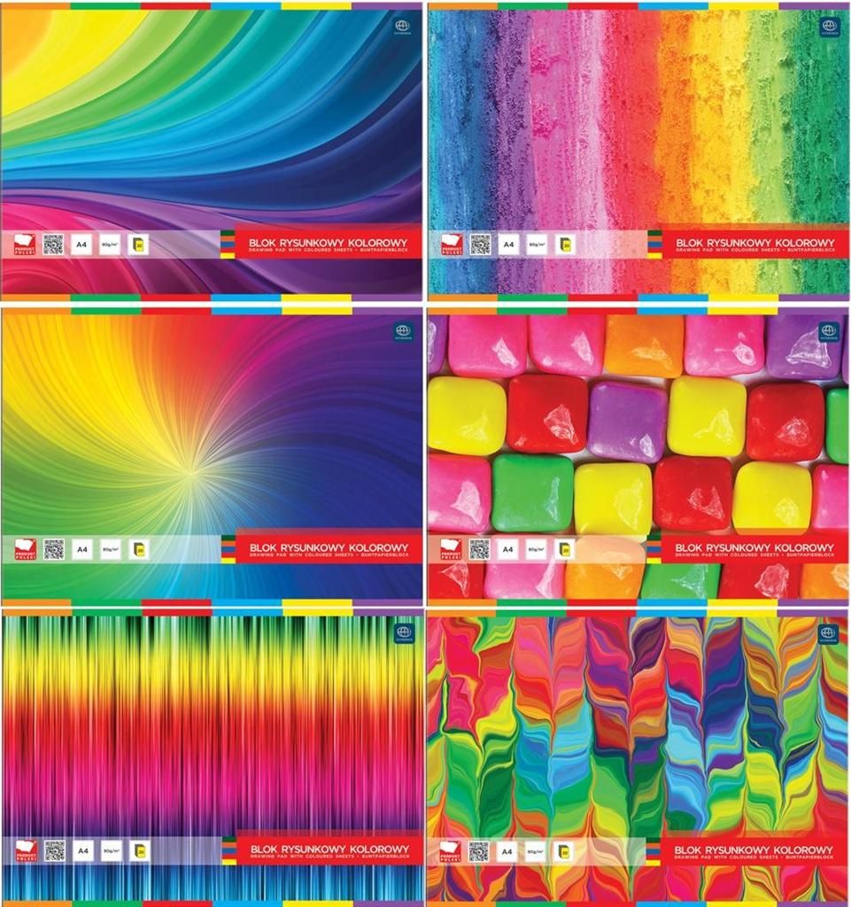 Interdruk Blok rysunkowy A4 20k kolorowy 10szt.