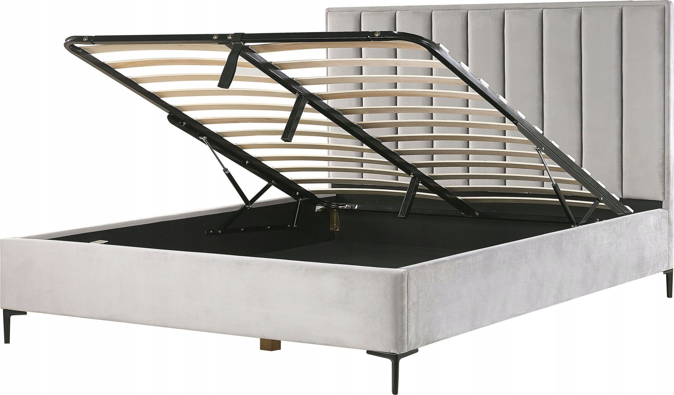 Beliani Łóżko z pojemnikiem welurowe 180 x 200 cm szare SEZANNE