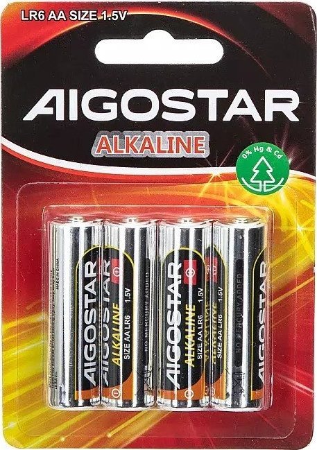Aigostar Baterie alkaliczne R6, AA, duże paluszki Aigostar LR06 1.5V 4 szt. Baterie alkaliczne R6, AA, duże paluszki Aigostar LR06 1.5V 4 szt.