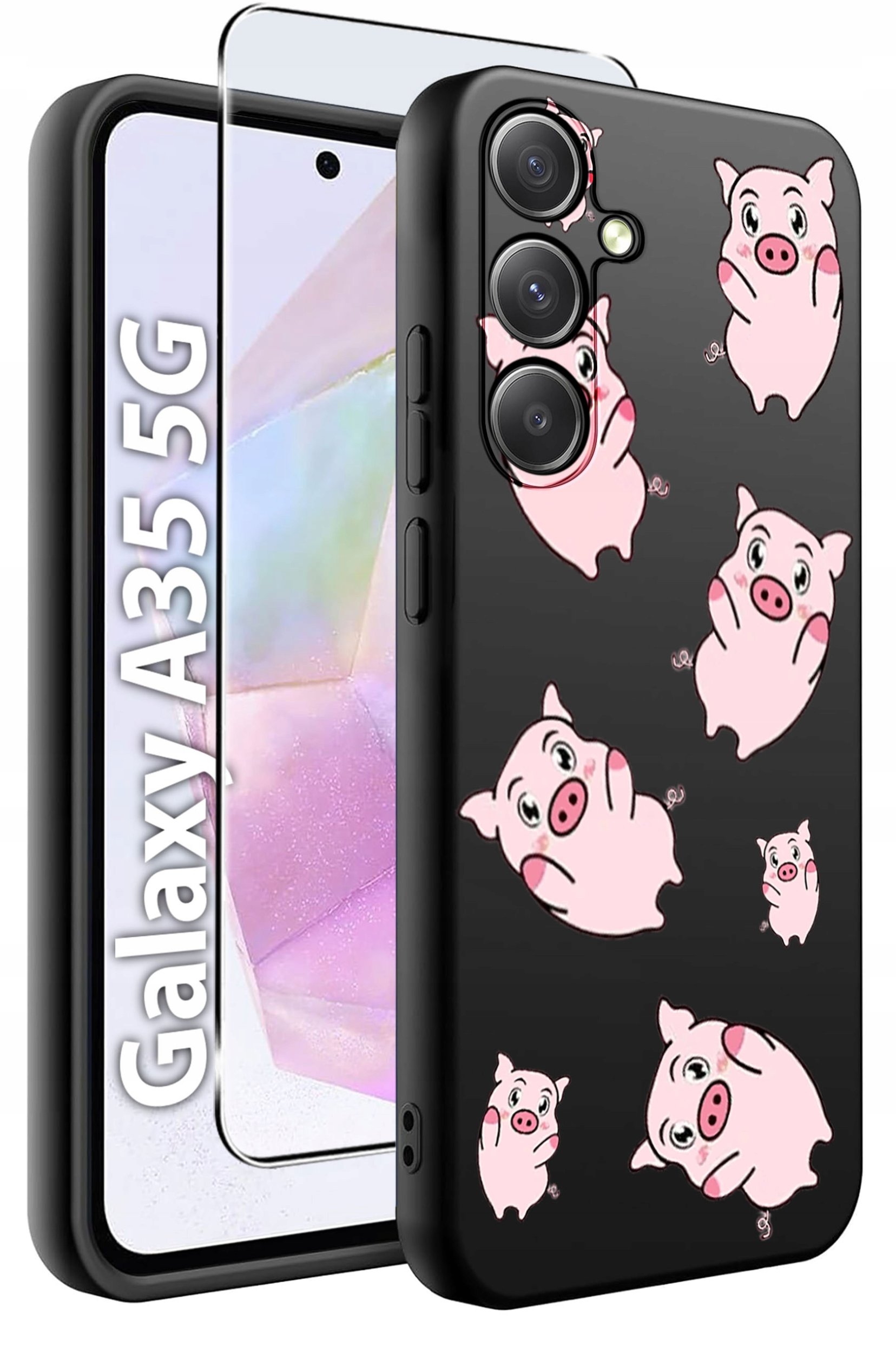 ETUI do Samsung A35 5G WZORY | SILIKONOWE MATT CASE + SZKŁO HARTOWANE 9H