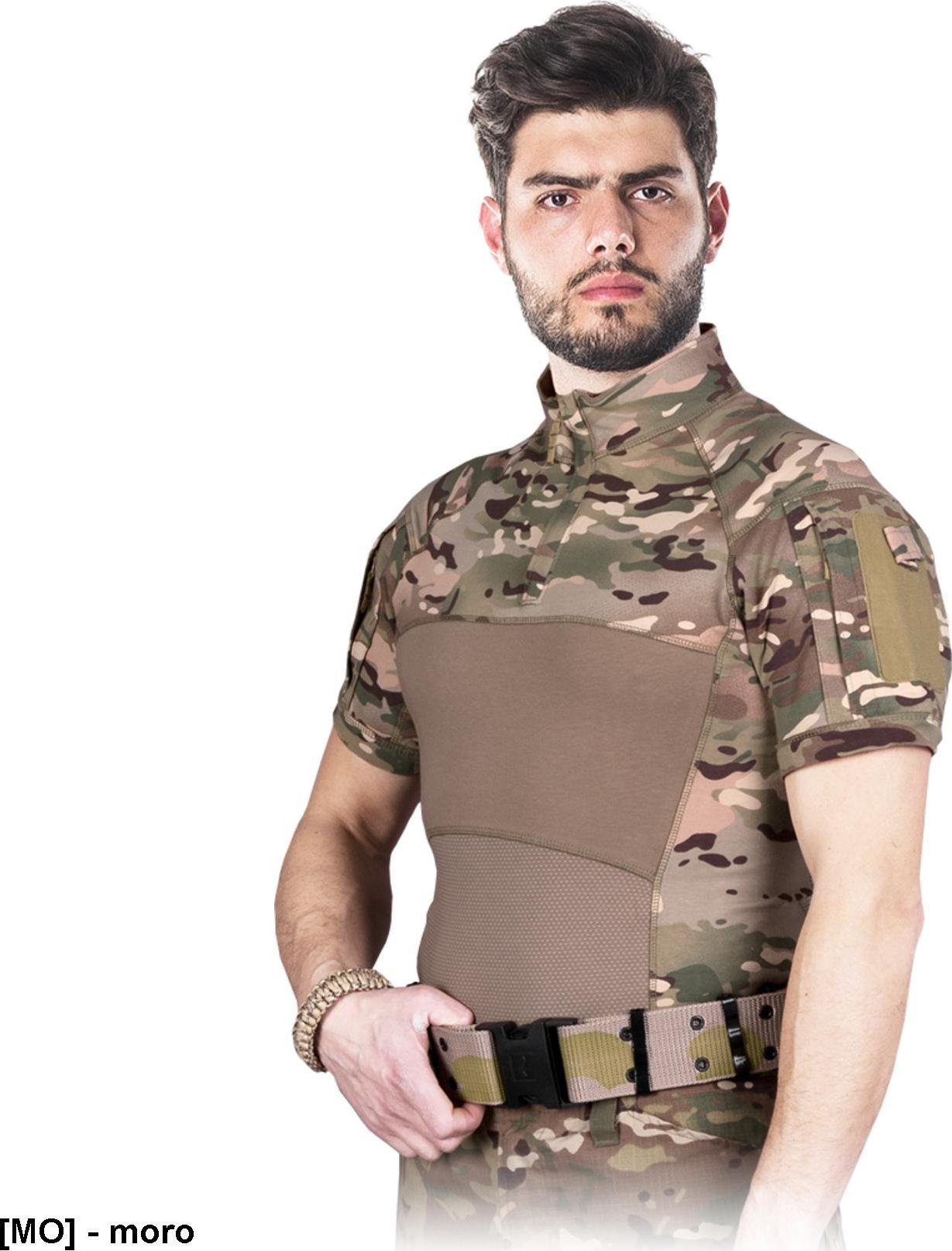 R.E.I.S. TG-OSPREY-S - Elastyczna koszulka krótki rękaw, suwak, 94% bawełna, 6% spandex, 180 g/m, - czarny M