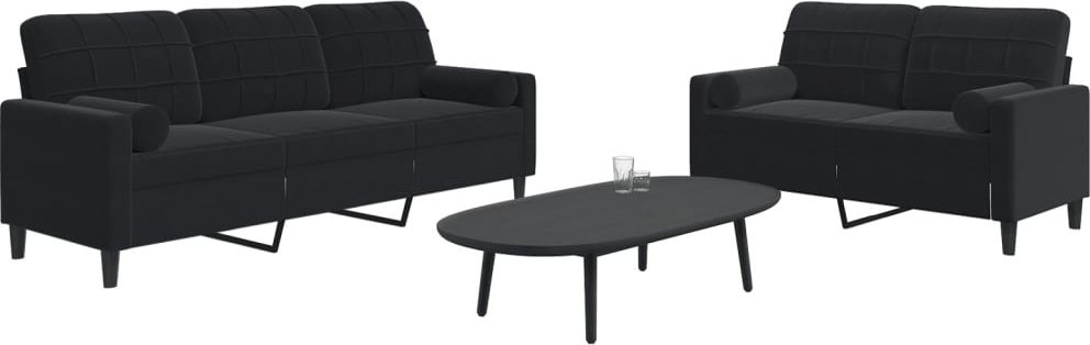 vidaXL vidaXL 2-cz. zestaw wypoczynkowy z poduszkami, czarny, aksamit