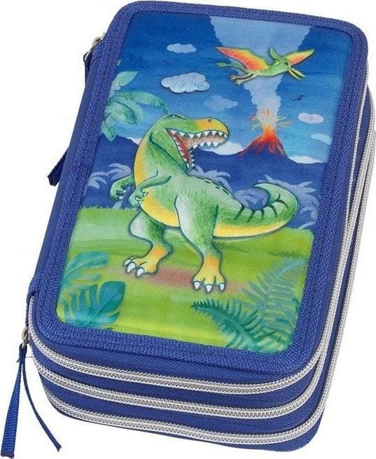 Piórnik trzykomorowy z wyposażeniem Dinosaur