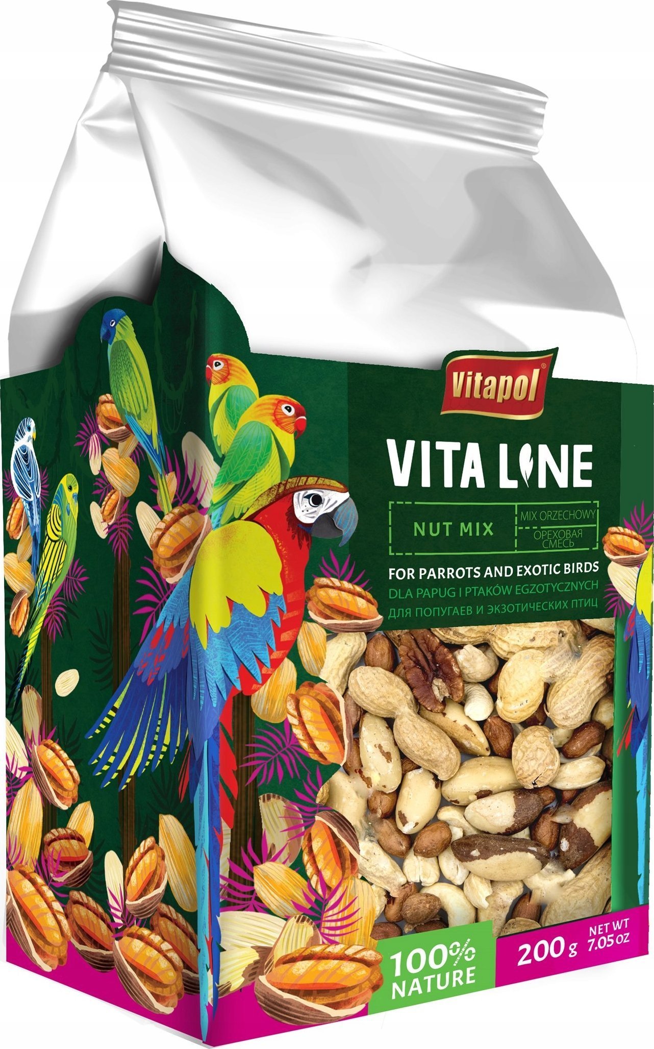 Vitapol Vitaline Mix orzechowy dla papug i ptaków egzotycznych 200g, 4szt/disp