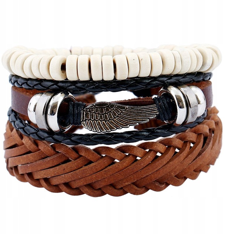 Bransoletka MĘSKA skórzana ZESTAW Komplet 302