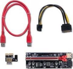 Qoltec Riser PCI-E 1x - 16x | USB 3.0 | ver.009S Plus | SATA/PCI-E 6 pin