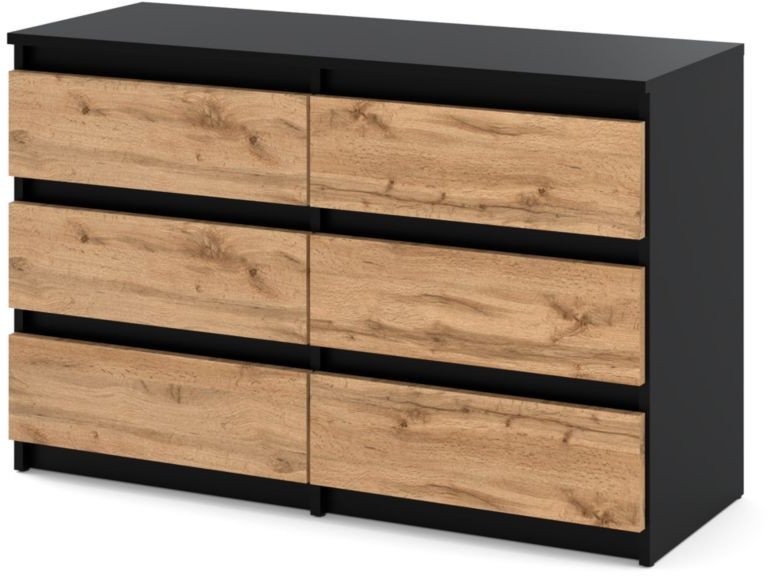 Komoda Loftowa Nowoczesna Do Salonu 100cm Pojemna Szafka Czarna Dąb Wotan