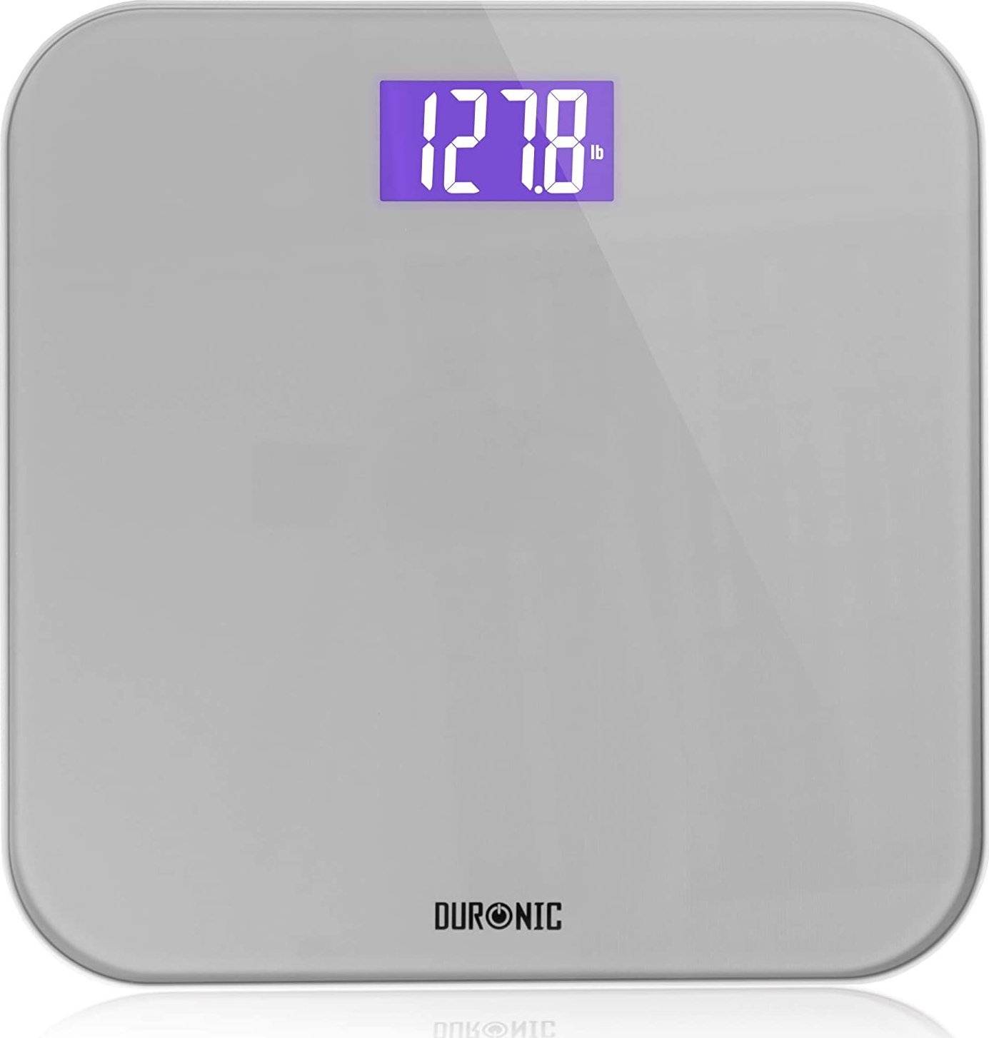 Waga łazienkowa Duronic Duronic BS603 Cyfrowa waga łazienkowa ze szkła hartowanego do 180 kg | fioletowy cyfrowy wyświetlacz | szara dokładna waga ele