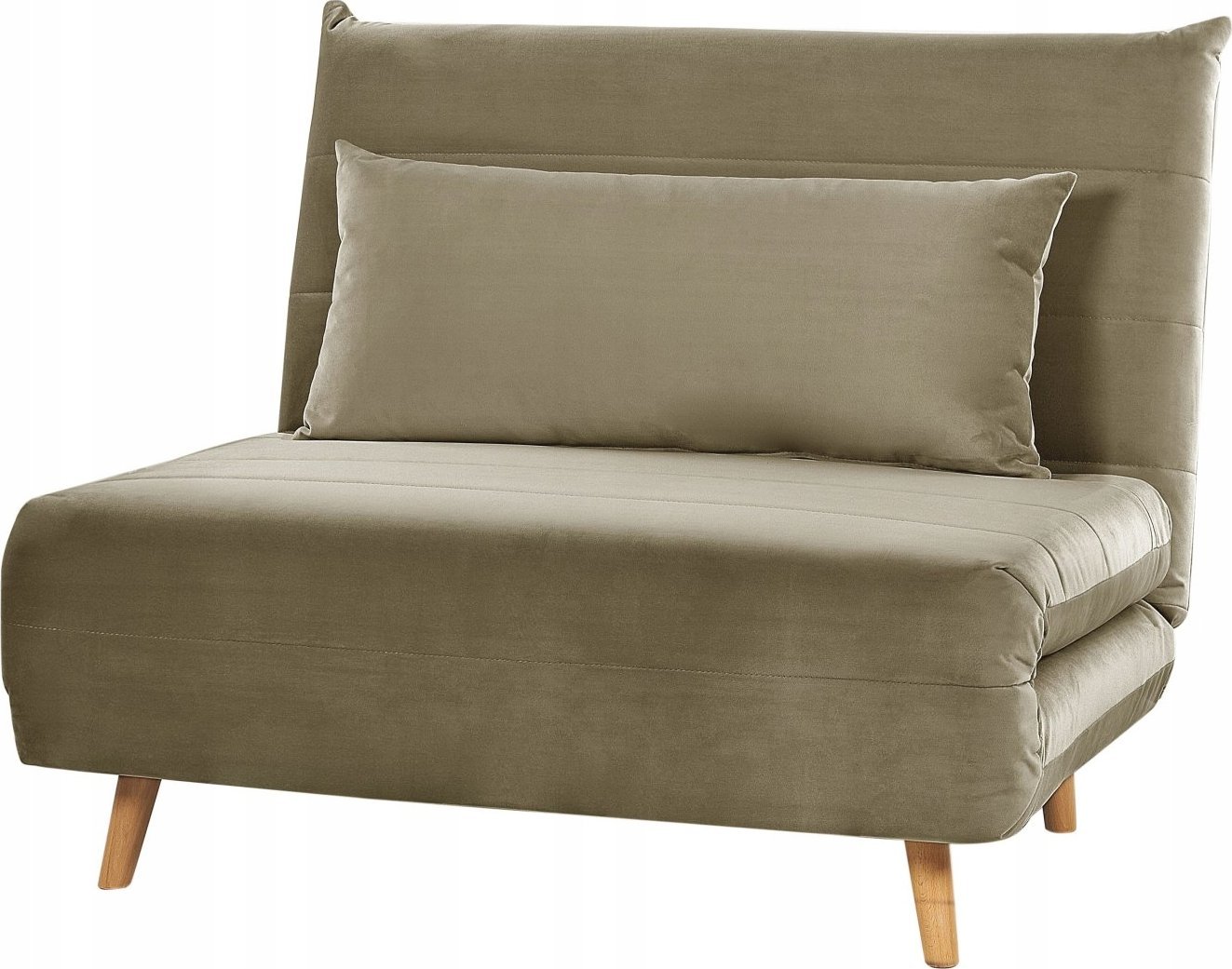 Beliani Sofa rozkładana welurowa jednoosobowa zielona oliwkowa SETTEN