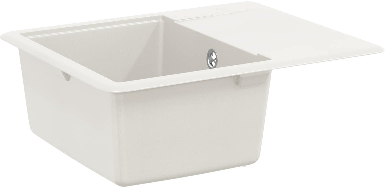 vidaXL Zlew Biały 560 x 460 mm 80% Kwarc i 20% Żywica