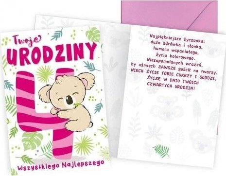 KUKARTKA Karnet Urodziny 4 koala