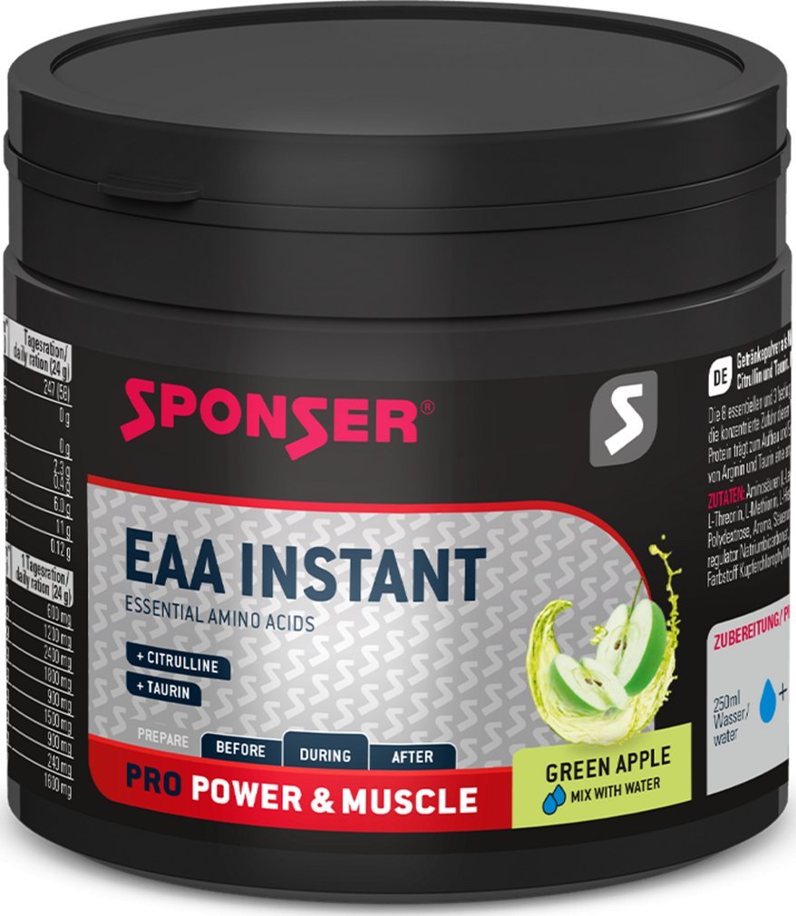 Sponser Aminokwasy SPONSER AMINO EAA INSTANT Zielone Jabłko Puszka 300g (NEW 2025)